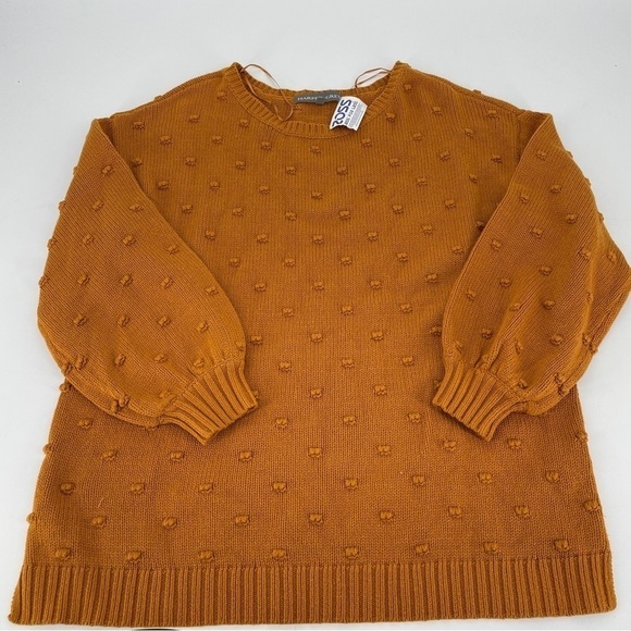 Harper Grey Mustard Textured Polka Dot Sweater - Picture 1 of 7